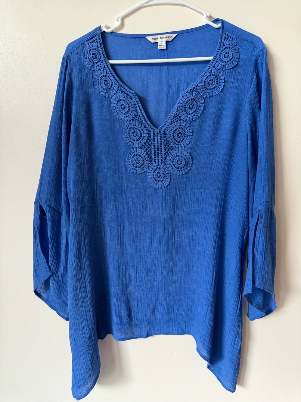 Counterparts Royal Blue Crochet-Trim V-Neck Tunic
